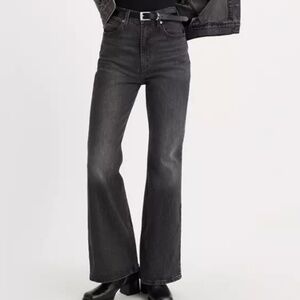Levi's 70's High Flare Jeans Black Denim Size 28 Length 30